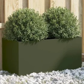 Jardinera acero verde oliva 62x30x29 cm by , Pots and planters - Ref: Foro24-841592, Price: 45,05 €, Discount: %