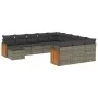 Set de sofás de jardín 12 pzas con cojines ratán sintético gris by , Garden sets - Ref: Foro24-3260667, Price: 782,71 €, Disc...