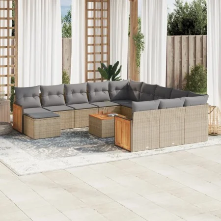 Set sofás de jardín con cojines 13 pzas ratán sintético beige by , Garden sets - Ref: Foro24-3260673, Price: 852,48 €, Discou...