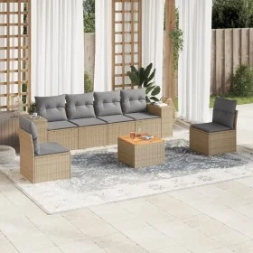 Set sofás de jardín 7 piezas y cojines ratán sintético beige by , Garden sets - Ref: Foro24-3225394, Price: 433,11 €, Discoun...