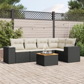 Set de sofás de jardín 6 piezas y cojines ratán sintético negro by , Garden sets - Ref: Foro24-3225433, Price: 382,21 €, Disc...