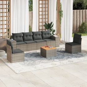 Set de sofás de jardín 7 piezas con cojines ratán PE gris by , Garden sets - Ref: Foro24-3257726, Price: 411,73 €, Discount: %
