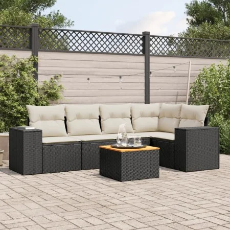 Set de sofás de jardín 6 piezas y cojines ratán sintético negro by , Garden sets - Ref: Foro24-3257764, Price: 379,36 €, Disc...