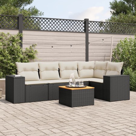 Set de sofás de jardín 6 piezas y cojines ratán sintético negro by , Garden sets - Ref: Foro24-3257764, Price: 377,98 €, Disc...