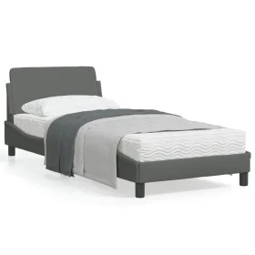 Bed frame with headboard in dark gray fabric 90x200 cm by , Beds and slatted bases - Ref: Foro24-373106, Price: 102,40 €, Dis...