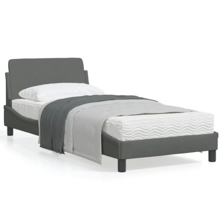 Bed frame with headboard in dark gray fabric 90x200 cm by , Beds and slatted bases - Ref: Foro24-373106, Price: 112,30 €, Dis...