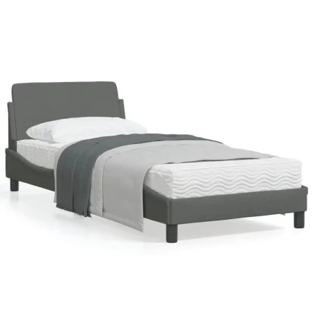 Bed frame with headboard in dark gray fabric 90x200 cm by , Beds and slatted bases - Ref: Foro24-373106, Price: 102,40 €, Dis...