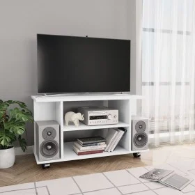 White engineered wood TV cabinet with wheels 80x40x45 cm by vidaXL, TV Furniture - Ref: Foro24-800189, Price: 54,93 €, Discou...