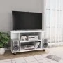 Weißer TV-Schrank aus Holzwerkstoff mit Rollen, 80 x 40 x 45 cm von vidaXL, TV-Möbel - Ref: Foro24-800189, Preis: 54,84 €, Ra...