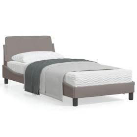 Estructura de cama con cabecero de tela gris taupe 80x200 cm