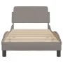 Bed frame with headboard in taupe gray fabric 80x200 cm by , Beds and slatted bases - Ref: Foro24-373069, Price: 110,42 €, Di...