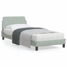 Estructura de cama con cabecero terciopelo gris claro 90x200 cm de , Camas y somieres - Ref: Foro24-373112, Precio: 111,28 €,...