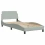 Light gray velvet bed frame with headboard 90x200 cm by , Beds and slatted bases - Ref: Foro24-373112, Price: 115,23 €, Disco...