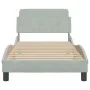 Light gray velvet bed frame with headboard 90x200 cm by , Beds and slatted bases - Ref: Foro24-373112, Price: 115,23 €, Disco...