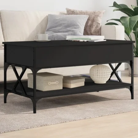 Mesa de centro madera de ingeniería y metal negro 100x50x50 cm by , Coffee table - Ref: Foro24-845356, Price: 83,84 €, Discou...