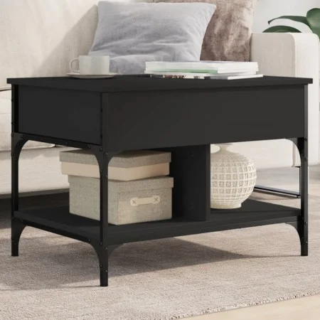 Mesa de centro madera de ingeniería y metal negro 70x50x50 cm de , Mesas de centro - Ref: Foro24-845361, Precio: 70,29 €, Des...