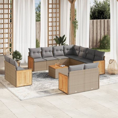 Set de sofás de jardín 12 pzas y cojines ratán sintético marrón by , Garden sets - Ref: Foro24-3260589, Price: 857,10 €, Disc...