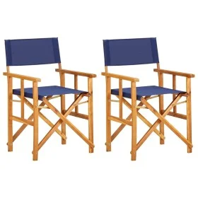 Director chairs 2 pcs solid blue acacia wood by vidaXL, Garden chairs - Ref: Foro24-45948, Price: 141,55 €, Discount: %