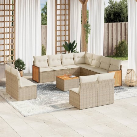 Set de sofás de jardín 12 pzas y cojines ratán sintético marrón by , Garden sets - Ref: Foro24-3260175, Price: 803,09 €, Disc...