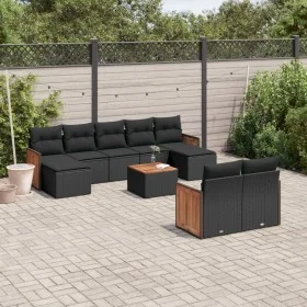 Set de sofás de jardín 10 pzas cojines ratán sintético negro by , Garden sets - Ref: Foro24-3260487, Price: 600,68 €, Discoun...