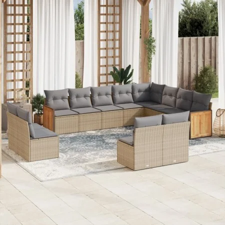 Set de sofás de jardín 12 pzas y cojines ratán sintético marrón by , Garden sets - Ref: Foro24-3260554, Price: 759,25 €, Disc...