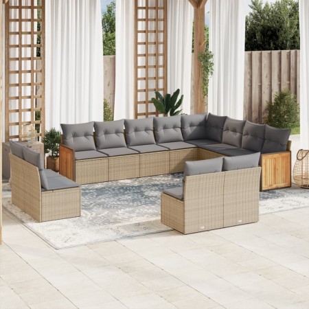 Set de sofás de jardín 12 pzas y cojines ratán sintético marrón by , Garden sets - Ref: Foro24-3260554, Price: 759,92 €, Disc...