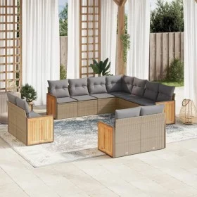 Set de sofás de jardín 11pzas con cojines ratán sintético beige by , Garden sets - Ref: Foro24-3260582, Price: 855,39 €, Disc...