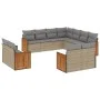 Set de sofás de jardín 11pzas con cojines ratán sintético beige by , Garden sets - Ref: Foro24-3260582, Price: 855,39 €, Disc...