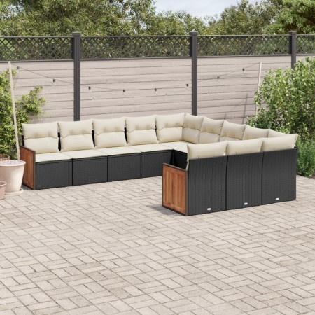 Set de sofás de jardín 11 pzas y cojines ratán sintético negro de , Conjuntos de jardín - Ref: Foro24-3260509, Precio: 656,92...