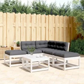 Set sofás jardín 5 pzas con cojines madera maciza pino blanco by , Garden sets - Ref: Foro24-3216961, Price: 500,06 €, Discou...
