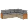 Gartensofa-Set mit 6-teiligen Kissen aus synthetischem Rattan in Beige. von , Gartensets - Ref: Foro24-3260085, Preis: 412,99...