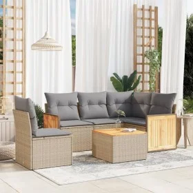 Gartensofa-Set mit 6-teiligen Kissen aus synthetischem Rattan in Beige. von , Gartensets - Ref: Foro24-3260064, Preis: 405,53...