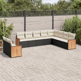 Set de sofás de jardín 10 pzas cojines ratán sintético negro de , Conjuntos de jardín - Ref: Foro24-3260194, Precio: 634,74 €...