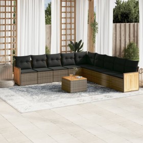 Gartensofa-Set, 10-teilig, mit grauen Polstern aus synthetischem Rattan von , Gartensets - Ref: Foro24-3260149, Preis: 583,64...