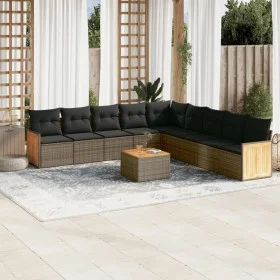 Set de sofás de jardín 10 pzas con cojines ratán sintético gris by , Garden sets - Ref: Foro24-3260149, Price: 594,76 €, Disc...