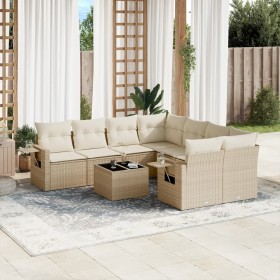 Set de sofás de jardín 9 pzas con cojines ratán sintético beige by , Garden sets - Ref: Foro24-3252295, Price: 661,69 €, Disc...