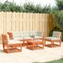 Set de sofás jardín 5 pzas con cojines madera pino marrón cera by , Garden sets - Ref: Foro24-3216977, Price: 582,41 €, Disco...