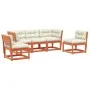Set de sofás jardín 5 pzas con cojines madera pino marrón cera by , Garden sets - Ref: Foro24-3216977, Price: 582,41 €, Disco...