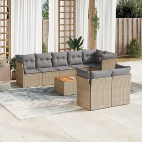 Set de sofás de jardín 9 pzas con cojines ratán sintético beige by , Garden sets - Ref: Foro24-3223735, Price: 556,58 €, Disc...