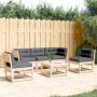 Juego de sofás de jardín 5 pzas con cojines madera maciza pino by , Garden sets - Ref: Foro24-3216975, Price: 501,13 €, Disco...