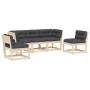 Juego de sofás de jardín 5 pzas con cojines madera maciza pino by , Garden sets - Ref: Foro24-3216975, Price: 495,08 €, Disco...