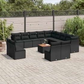 Set sofás de jardín 14 pzas con cojines ratán sintético negro by , Garden sets - Ref: Foro24-3223934, Price: 899,62 €, Discou...