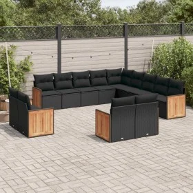 Set de sofás de jardín y cojines 13 pzas ratán sintético negro by , Garden sets - Ref: Foro24-3260606, Price: 888,26 €, Disco...