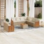Juego de sofás jardín con cojines beige 10 pzas ratán sintético