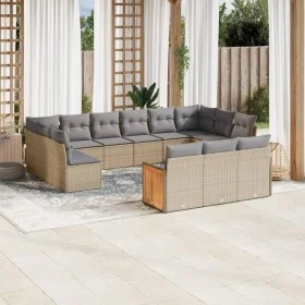 Set sofás de jardín con cojines 13 pzas ratán sintético beige by , Garden sets - Ref: Foro24-3260540, Price: 823,72 €, Discou...