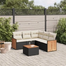 Set de sofás de jardín 6 piezas y cojines ratán sintético negro by , Garden sets - Ref: Foro24-3260047, Price: 371,20 €, Disc...