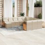 Set de sofás de jardín 12 pzas y cojines ratán sintético marrón by , Garden sets - Ref: Foro24-3260665, Price: 853,11 €, Disc...