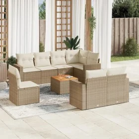 Set de sofás de jardín 9 pzas con cojines ratán sintético beige by , Garden sets - Ref: Foro24-3224217, Price: 623,38 €, Disc...