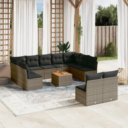 Set de sofás de jardín 12 pzas con cojines ratán sintético gris by , Garden sets - Ref: Foro24-3223890, Price: 634,72 €, Disc...
