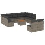 Set de sofás de jardín 12 pzas con cojines ratán sintético gris by , Garden sets - Ref: Foro24-3223890, Price: 649,33 €, Disc...